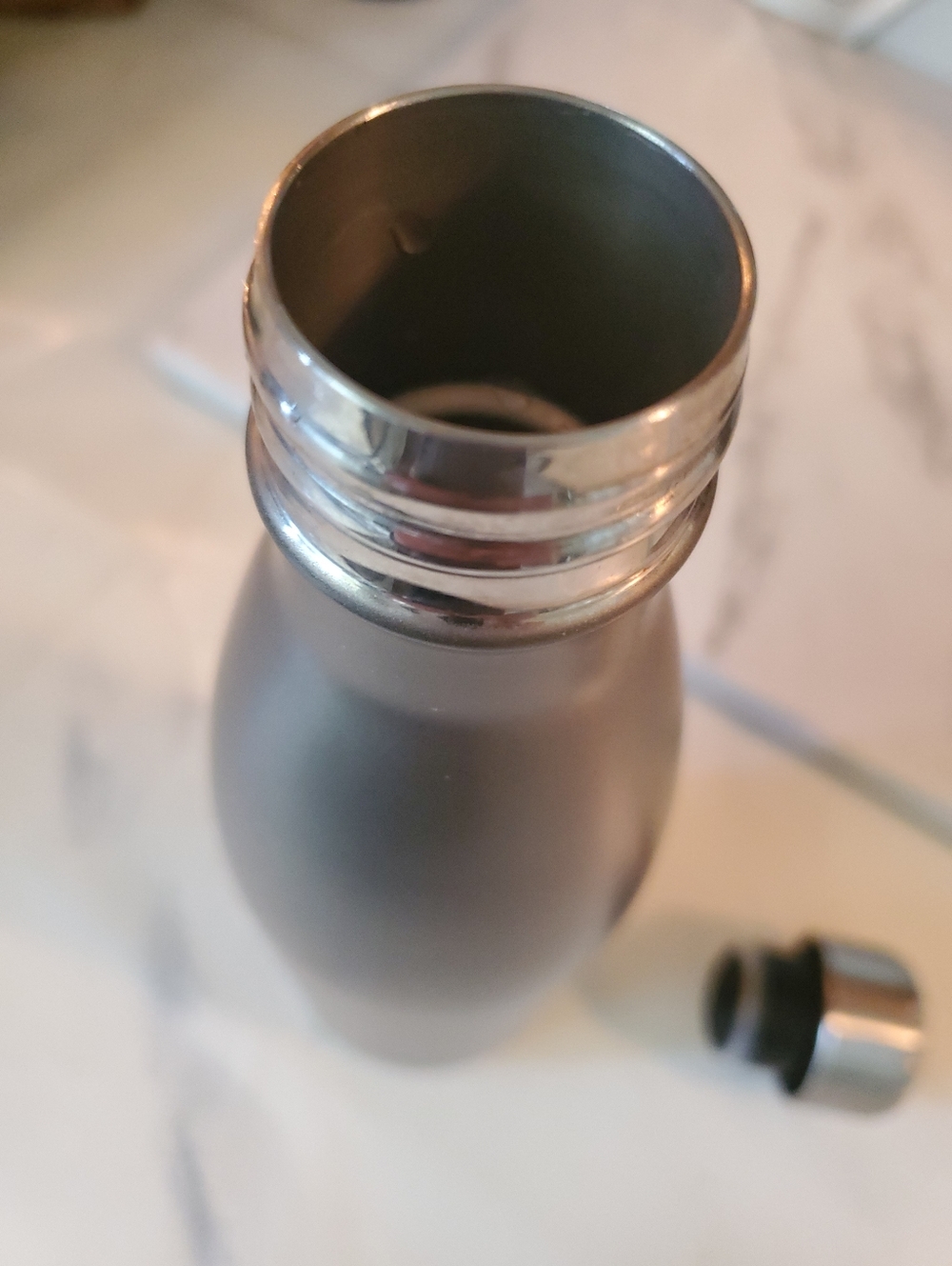 Amazon Metallic Gray Insulated Bottle with White and Orange Logo - Picture 6 of 7